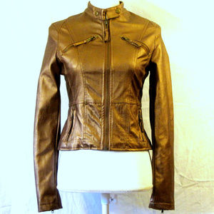 MOD MODELE Bronze Vegan Leather Jacket Size Small